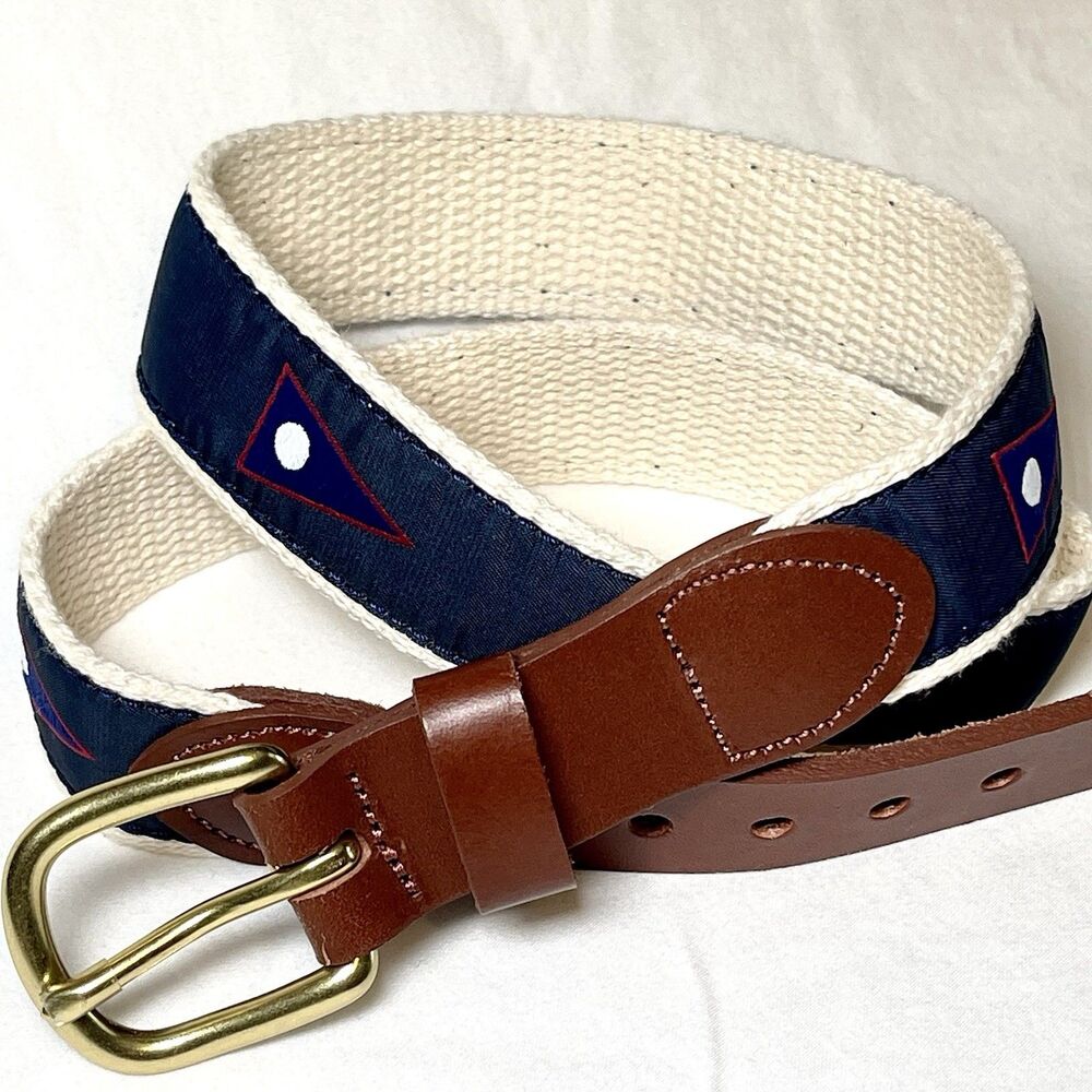 NWOT Mens Leather Man Limited Golf Belt Size 30 Canvas Leather Preppy Club Brass